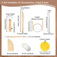 96Pcs 8 Styles Wood & Stainless Steel Ceramic Making Tools Kit&nbsp;TOOL-PH0001-98