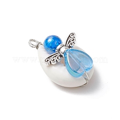 Natural Mixed Cowrie Shell Beads with Eco-Friendly Transparent Acrylic Beads and Tibetan Style Alloy Fairy Wing Beads Pendants&nbsp;PALLOY-JF03814-02