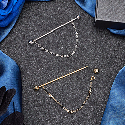 2Pcs 2 Colors Brass Hanging Chain Brooches&nbsp;FIND-GF0006-86