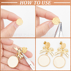 60Pcs 2 Style Textured Flat Round Ion Plating(IP) 304 Stainless Steel Stud Earring Findings&nbsp;STAS-SP0001-47