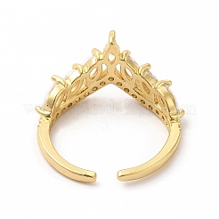 Clear Cubic Zirconia Crown Open Cuff Ring with Glass&nbsp;KK-A180-44G