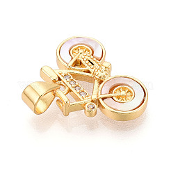 Brass Micro Pave Clear Cubic Zirconia Pendants&nbsp;KK-N268-65G