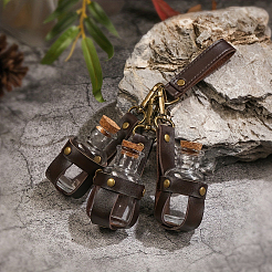 1Pc Medieval Glass Cork Potion Bottle with PU Leather Holder&nbsp;HJEW-CL0001-11B