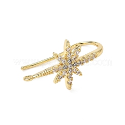 Brass Micro Pave Clear Cubic Zirconia Hoop Earring Findings&nbsp;KK-H521-01G