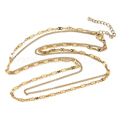 304 Stainless Steel 8 Shaped Link Chain Double Layered Necklaces for Women&nbsp;NJEW-U050-02D-G