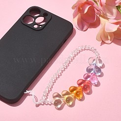 Heart Acrylic & Rondelle Glass Beaded Mobile Straps&nbsp;HJEW-TA00042