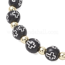 Religion Alloy Enamel Oval with Virgin Mary & Cross Charm Bracelets&nbsp;BJEW-JB13399