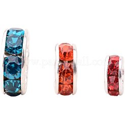 Brass Grade A Rhinestone Rondelle Spacer Beads&nbsp;KK-PH0010-24S-NF