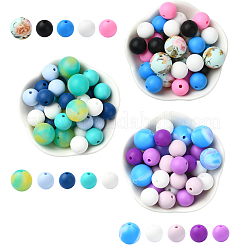 30Pcs 5 Colors Food Grade Eco-Friendly Silicone Focal Beads&nbsp;SIL-YW0001-24A
