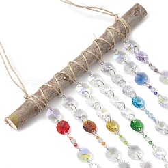 Glass Teardrop & Octagonal Beads Hanging Suncatchers&nbsp;HJEW-JM04539