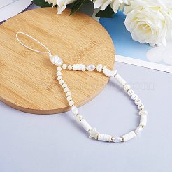 Moon & Star & Disc Beaded Chain Mobile Strap&nbsp;HJEW-SW00020-02