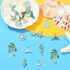 20Pcs 10 Styles Ocean Theme Alloy with Enamel Pendants&nbsp;FIND-YW0012-73