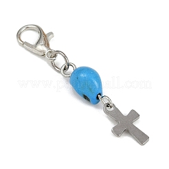Synthetic Turquoise Skull Pendant Decorations&nbsp;HJEW-JM03808-02