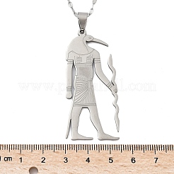 201 Stainless Steel Egyptian Ancient God Anubis Pendant Necklaces&nbsp;NJEW-D318-06P