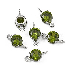 SHEGRACE Brass Pave Cubic Zirconia Flat Round Connector Charms&nbsp;XGRQ2O414-435D-P