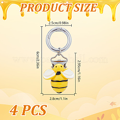 4Pcs Bee Resin Hat Clips&nbsp;HJEW-DR00221