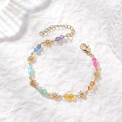 Natural Mixed Gemstone Beaded Link Chain Bracelets&nbsp;BJEW-JB12629