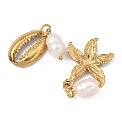 304 Stainless Steel & Pearl Pendants&nbsp;PALLOY-JF05809