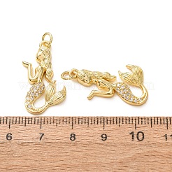 Brass Micro Pave Clear Cubic Zirconia Pendants&nbsp;CU-E003-18G-29