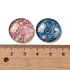 Flatback Half Round/Dome Flower and Plants Pattern Glass Cabochons for DIY Projects&nbsp;X-GGLA-R026-20mm-15