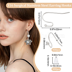 300Pcs 316 Surgical Stainless Steel Earring Hooks&nbsp;STAS-BBC0006-24