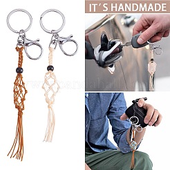 4Pcs  2 Colors Macrame Fringe Braided Keychain&nbsp;AJEW-SW00014-06