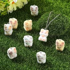 Cat Shape Flocky Opaque Resin Pendants&nbsp;RESI-YWC0002-04F