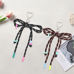 2Pcs 2 Colors Acrylic & Polyester Bowknot Pendant Decorations&nbsp;HJEW-GF0001-61