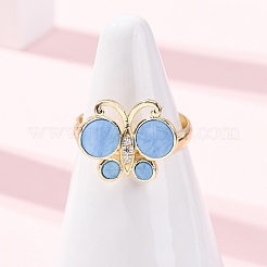 Brass Micro Pave Cubic Zirconia Finger Rings&nbsp;RJEW-C152-01G