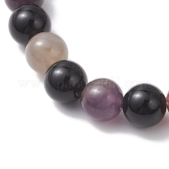 Natural Black Onyx & Auralite Beads Stretch Bracelets for Women&nbsp;BJEW-JB13168