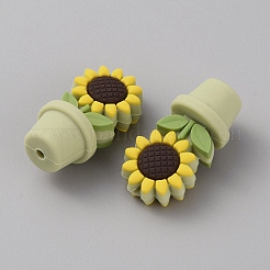 Sunflower Flowerpot Food Grade Eco-Friendly Silicone Beads&nbsp;SIL-TAC0002-20H