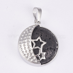 Natural Lava Rock Pendants&nbsp;G-P373-G07
