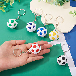 6Pcs 6 Colors Plastic Football Pendant Keychains&nbsp;KEYC-TA0001-60