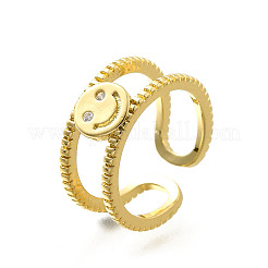 2Pcs 2 Styles Brass Micro Pave Cubic Zirconia Cuff Rings for Women&nbsp;RJEW-S399-03G