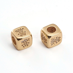 Brass Micro Pave Clear Cubic Zirconia Beads&nbsp;ZIRC-L091-023G