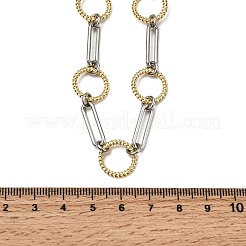 Two Tone Brass Rind and Rectangle Link Chain Necklaces&nbsp;KK-C251-33GP