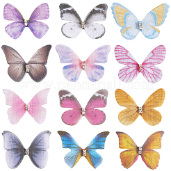 60Pcs 12 Styles 3D Gauze Butterfly Ornament Accessories&nbsp;FIND-SP0020-64B