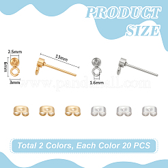 40Pcs 2 Colors 304 Stainless Steel Stud Earring Findings&nbsp;STAS-UN0063-71