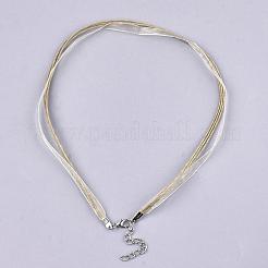 Waxed Cord and Organza Ribbon Necklace Making&nbsp;NCOR-T002-278
