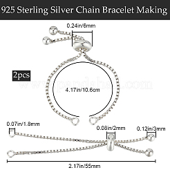 2Pcs 925 Sterling Silver Box Chain with Stop Beads & Loops&nbsp;STER-BBC0006-53