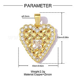 Brass Micro Pave Clear Cubic Zirconia Pendants&nbsp;CU-OY001-81G
