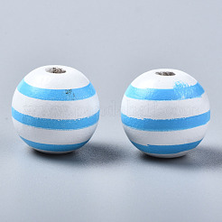Painted Natural Wood European Beads&nbsp;WOOD-S057-047E