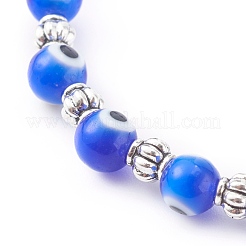 Handmade Round Evil Eye Lampwork Beaded Stretch Bracelets&nbsp;X-BJEW-JB05974-02