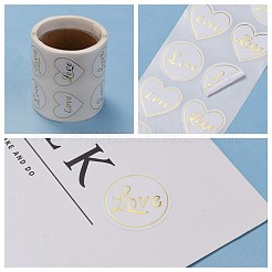 Heart and Flat Round with Word Love Valentine's Stickers Self Adhesive Tag Labels&nbsp;X-DIY-E023-05