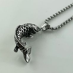 Stylish 304 Stainless Steel Fish Pendant Necklace for Men's Hip-hop Fish Jewelry&nbsp;ZT2227