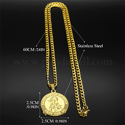 304 Stainless Steel Saint Teresa Pendant Cuban Link Chain Necklaces for Men&nbsp;FS-WG81751-01