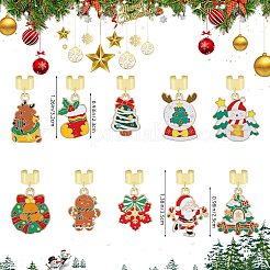 10Pcs Christmas Theme Alloy Enamel Stethoscope Pendant Decorations&nbsp;HJEW-SW00151-12