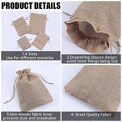 16Pcs 4 Styles Polyester Imitation Burlap Packing Pouches Drawstring Bags&nbsp;ABAG-BBC0001-01B