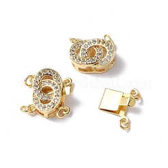 Rack Plating Brass Micro Pave Clear Cubic Zirconia Box Clasps&nbsp;KK-E073-03G