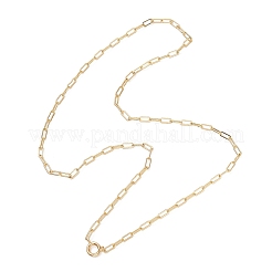 3MM Brass Paperclip Chain Necklaces with Spring Ring Clasps&nbsp;NJEW-JN05949